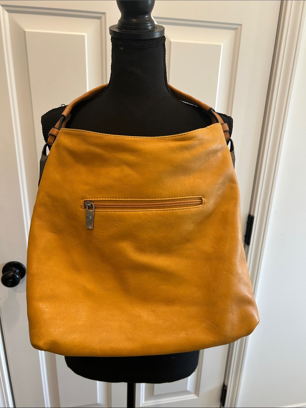 Mustard Yellow Hobo Style Shoulder Bag Faux Leather Slouchy Gold Yellow - Picture 2 of 11